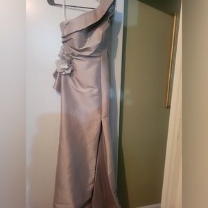 One Shoulder Mikado Gown With 3D Flowers - 2011E2427 NEW WITH TAGS